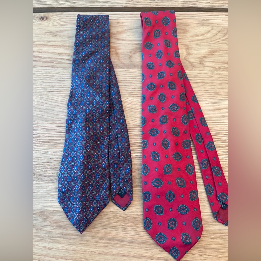 Men's Vintage LANVIN Italy Red Ties‎ 100% Silk (2)